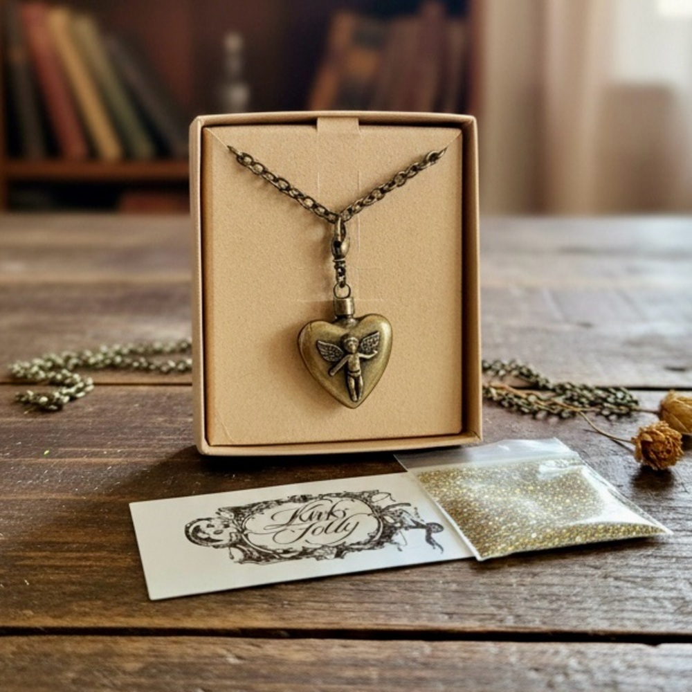 Kirks Folly ~ Angel Cherub Urn Necklace 34” Fairy Dust. - Picture 2 of 14